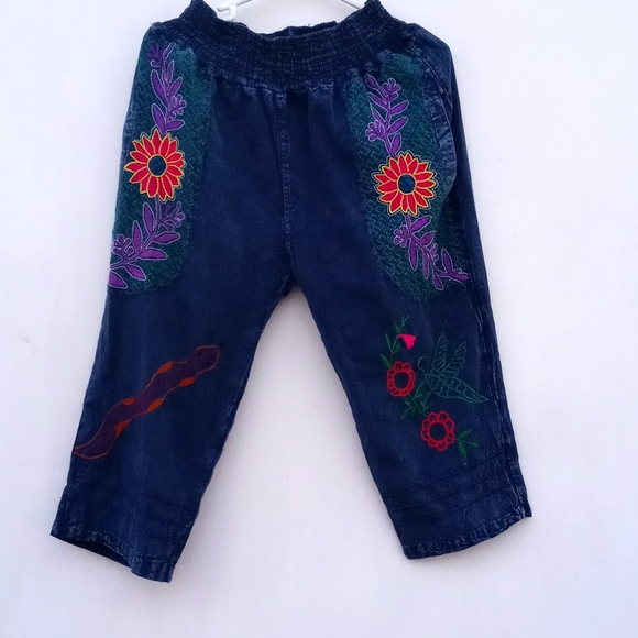 Hand embroidered Capri pants for women Amazon jungle